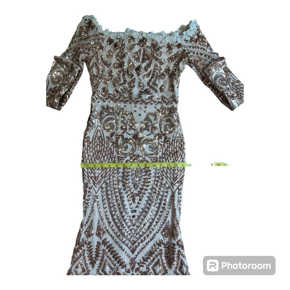 Fashion Nova Pale Pink & Rose Gold Sequins Formal Dress Size S - Picture 6 of 12